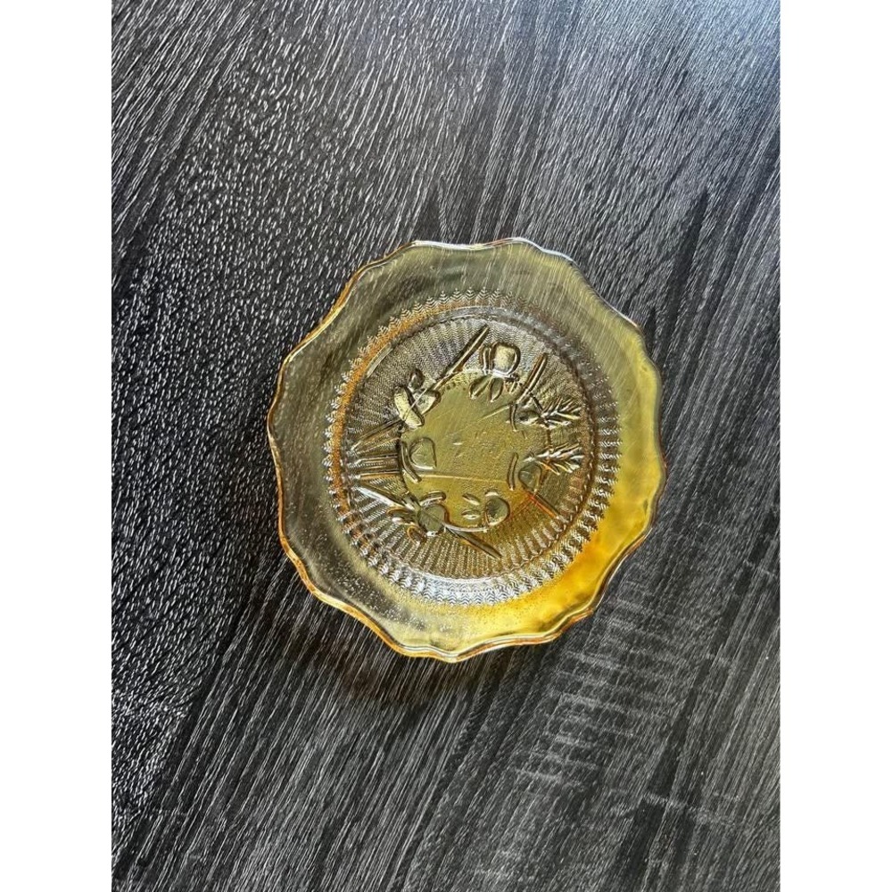VTG 1960s Jeannette Iris Depression Glass Saucer - Carnival Orange‎  - MCM Style